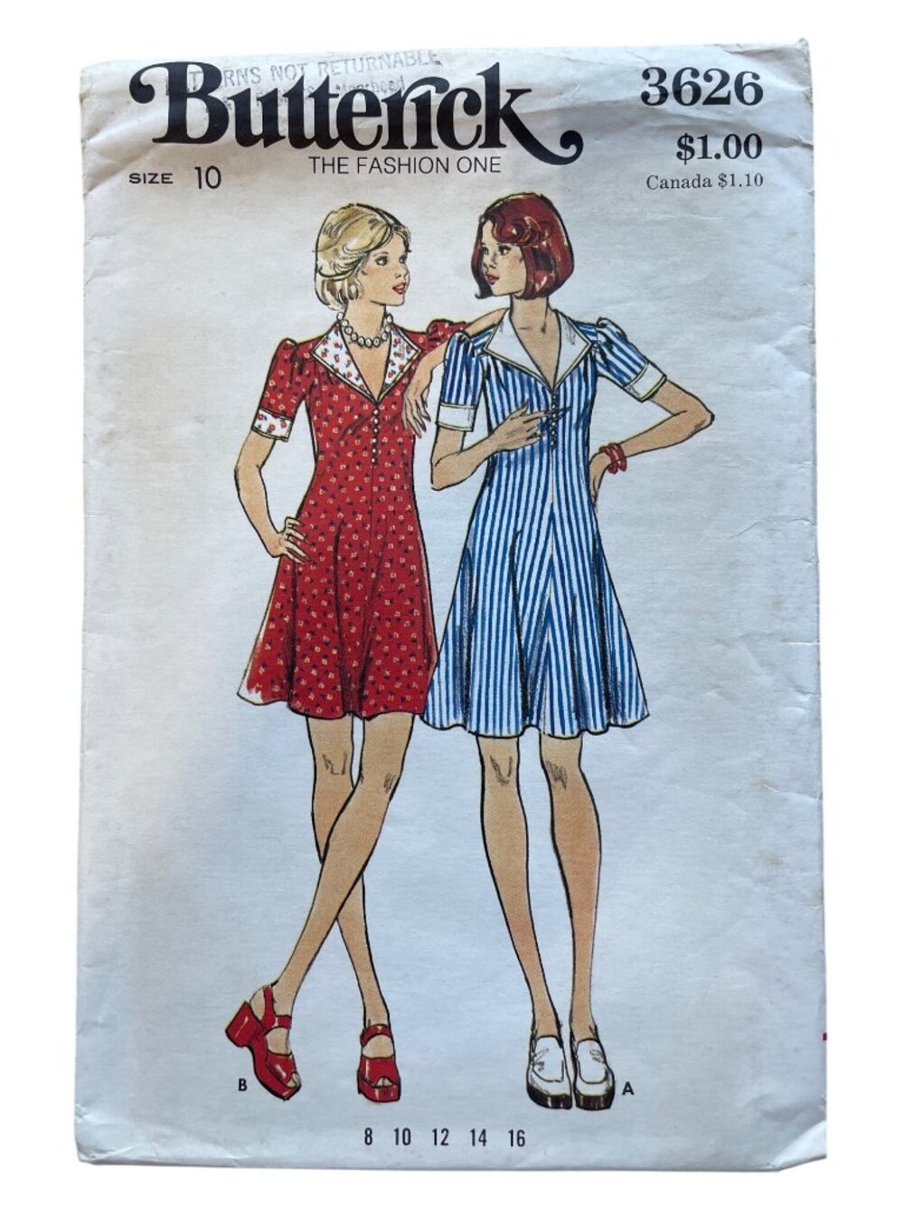Vintage Butterick 3626 Sewing Pattern Size 10 Mini Dress Retro Dressmaking CUT